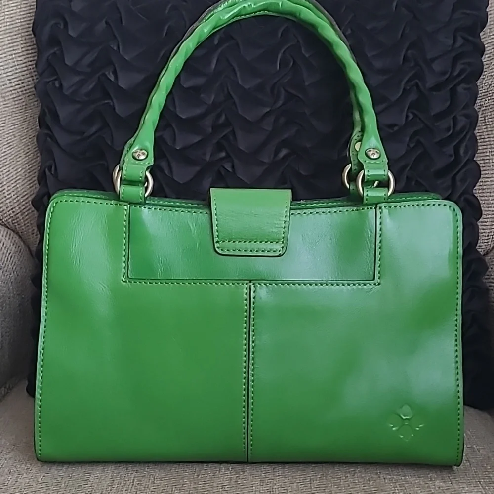 PATRICIA NASH ROSINA FOLIAGE GREEN GENUINE LEATHER SATCHEL